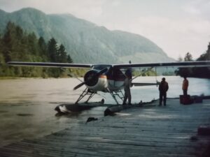 Seaplane, the founder in Kingcome Inlet