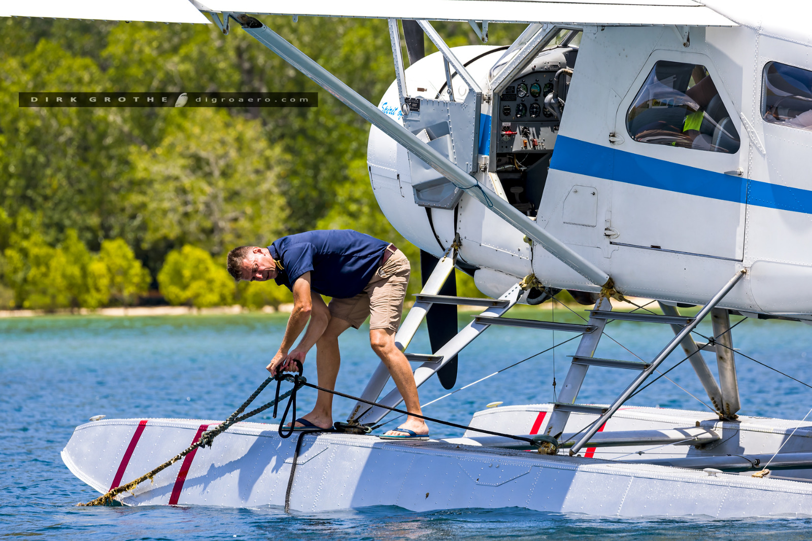 Your pilot beside the Horizon Sun seaplane